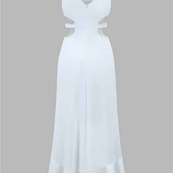 TODAY ONLY SALE 🖤 Hollow Out Ruffle Trim Split Thigh Maxi Dress 🖤 - Picture 3 of 4